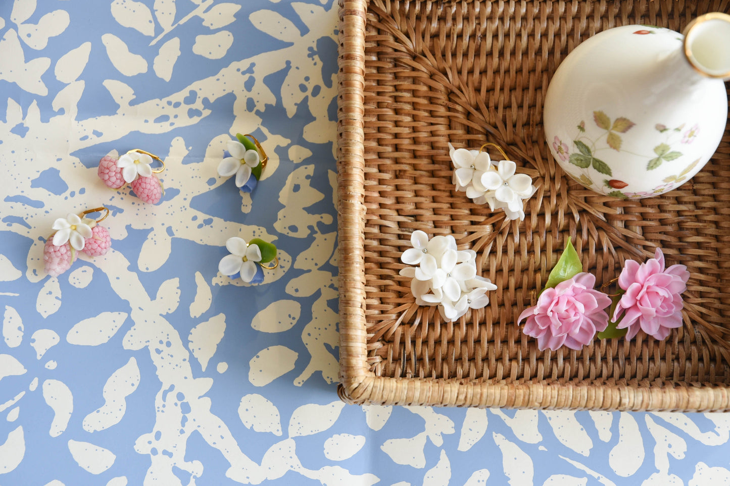 White Floral Earrings